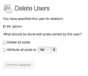 delete admin and attribute posts to