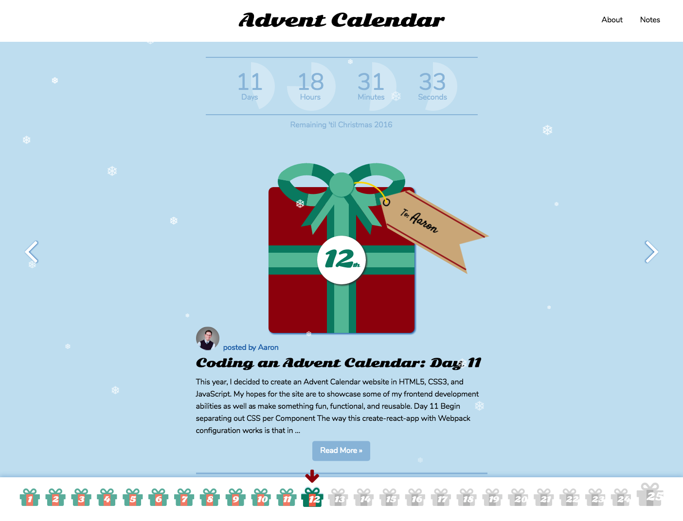 Coding an Advent Calendar Day 12 Aaron
